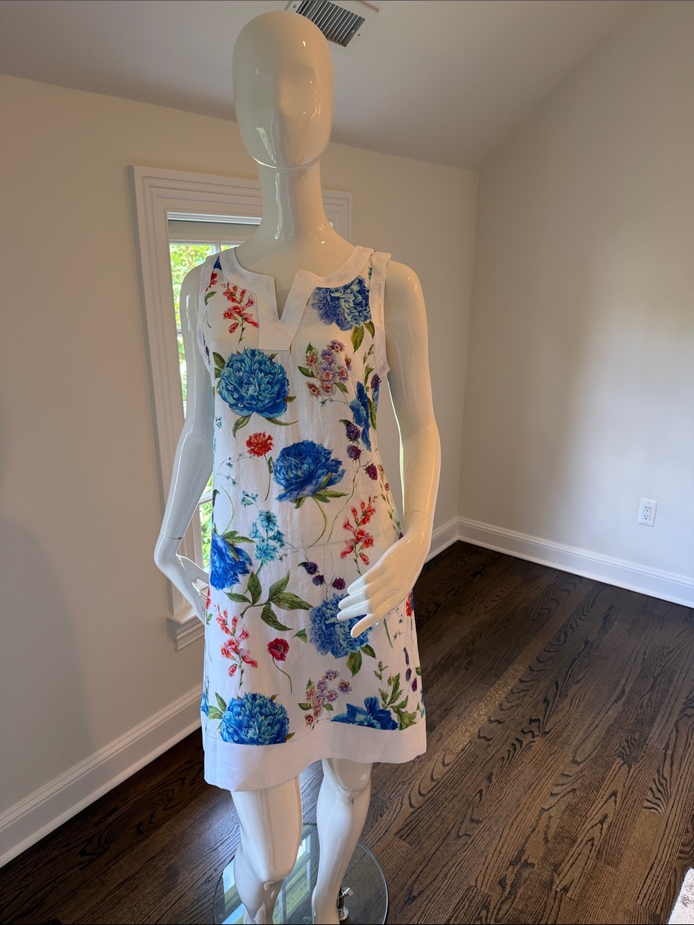 Blue and white lemon print Sartoria Saracena Linen Dress